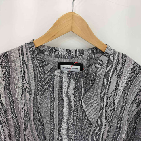 メゾンスペシャル MAISON SPECIAL 3D Jacquard Prime-Over Crew Neck Knit T-shirt 3Dジャガードプライムオーバーク Tシャツ メンズ JPN:1