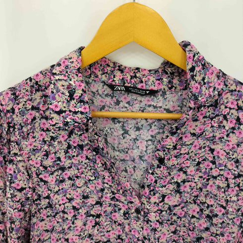 ザラ ZARA FLORAL PRINT DRESS 花柄 マキシシャツワンピース レディース import:L