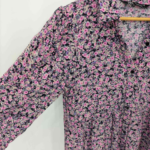 ザラ ZARA FLORAL PRINT DRESS 花柄 マキシシャツワンピース レディース import:L
