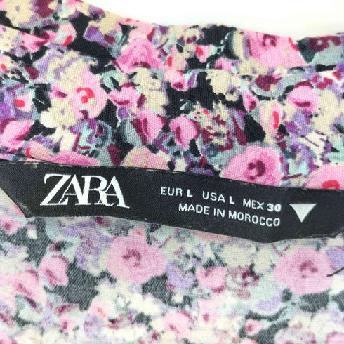 ザラ ZARA FLORAL PRINT DRESS 花柄 マキシシャツワンピース レディース import:L