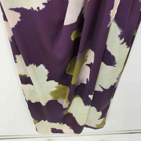 ザラ ZARA プリントサテン ミディワンピース レディース import:M