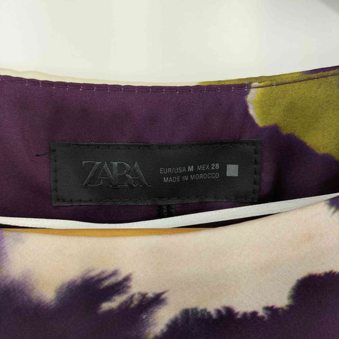 ザラ ZARA プリントサテン ミディワンピース レディース import:M