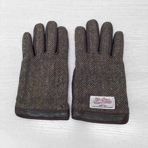 ハリスツイード Harris Tweed 異素材切替 レザーグローブ メンズ