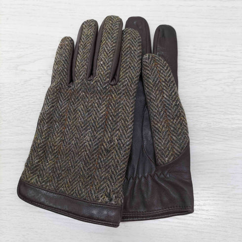 ハリスツイード Harris Tweed 異素材切替 レザーグローブ メンズ