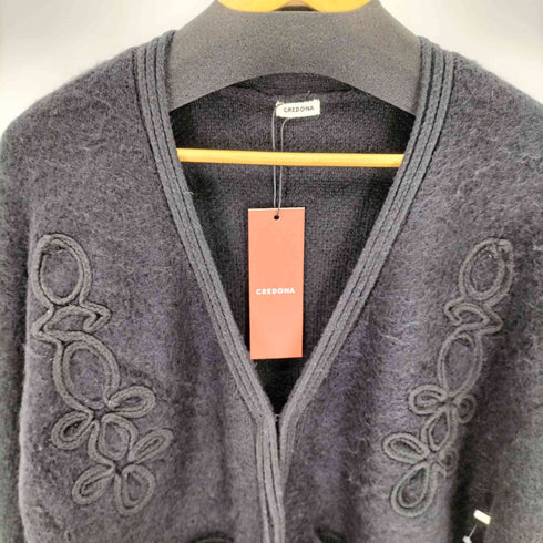 クレドナ CREDONA CREST EMBROIDERY MOHAIR KNIT CARDIGAN レディース FREE