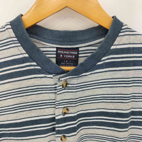 ラウンドツリーアンドヨーク roundtree&yorke 90s S/S ヘンリーネック ボーダー 半袖Tシャツ メンズ import:L