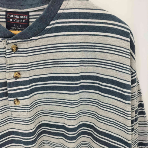 ラウンドツリーアンドヨーク roundtree&yorke 90s S/S ヘンリーネック ボーダー 半袖Tシャツ メンズ import:L