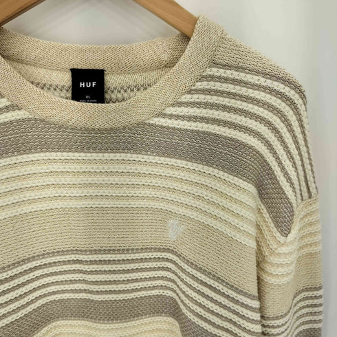 ハフ HUF 1984 STRIPE SWEATER ロゴ刺繍 ボーダー クルーネックセーター メンズ JPN:XL
