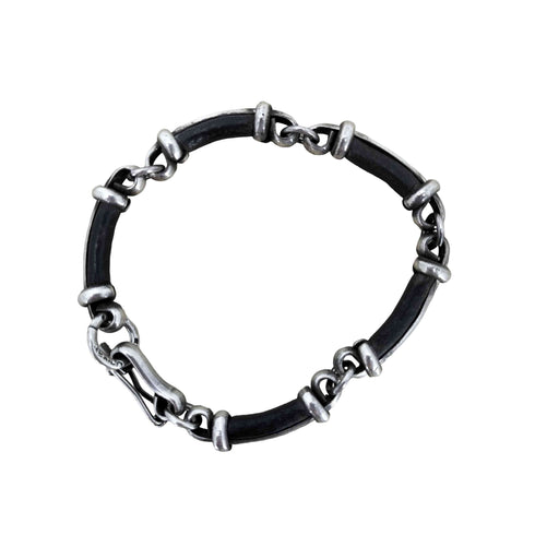 メキシカンシルバー Mexican Silver MEXICO 925 刻印 レザー コンビ シルバー ブレスレット メンズ