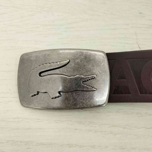 ラコステ LACOSTE ロゴバックル 型押し レザー ベルト メンズ