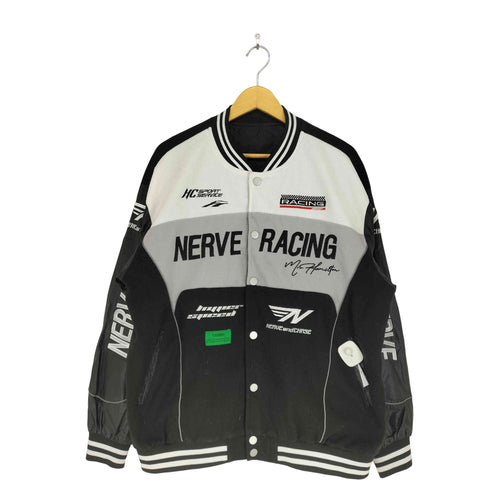 フェイクレザーレーシングスタジャン メンズ