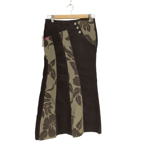 ボタニカル柄コーデュロイフレアスカート Y2K レディース M