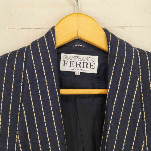 GIANFRANCO FERRE MADE IN ITALY ストライプチェスターコート import レディース 40