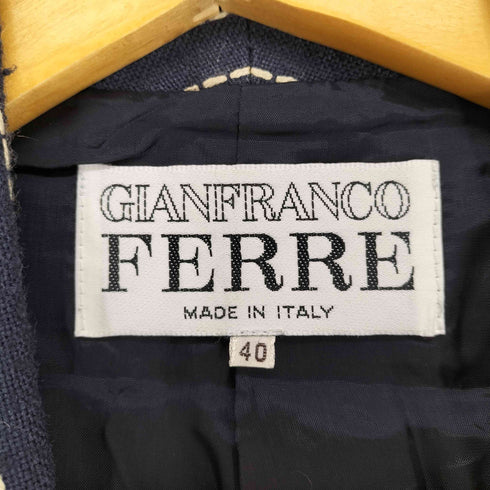 GIANFRANCO FERRE MADE IN ITALY ストライプチェスターコート import レディース 40