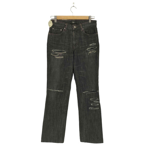 ダメージブラックデニムパンツ Y2K レディース