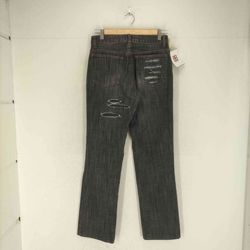 ダメージブラックデニムパンツ Y2K レディース