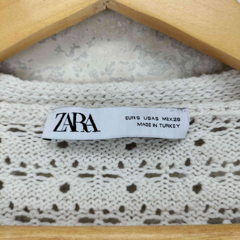 ザラ ZARA デザインボタン袖フレアクロップドカーディガン レディース S