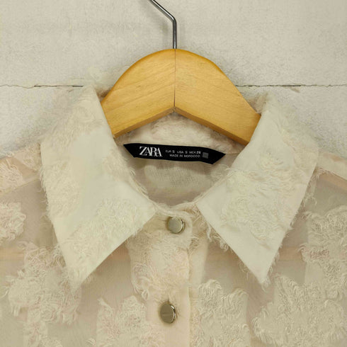 ザラ ZARA シャギーフラワーシースルーシャツ レディース S
