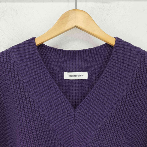 モンキータイム MONKEY TIME PE AZE CROPPED 1POC V-NECK ニット メンズ JPN:L