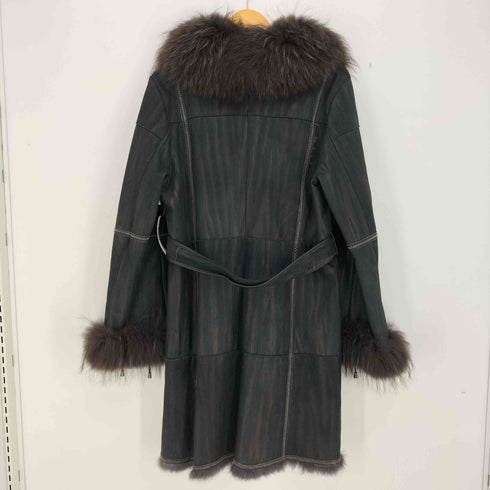 VIP スペインラビット ラクーンファー レザーコート レディース 42