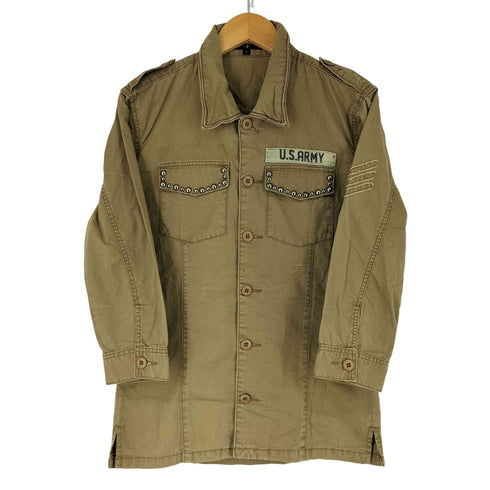 ノーアイディー NO ID. L/S スタッズデザイン ミリタリーシャツジャケット メンズ JPN:1