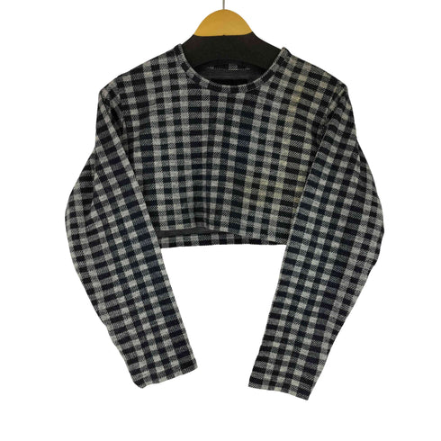 トリココムデギャルソン tricot COMME des GARCONS 80S ブロックチェッククロップドニットトップス レディース