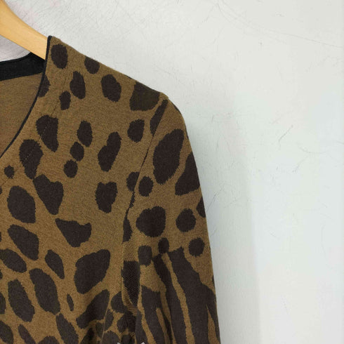 モガ MOGA レオパード柄 七分袖 Vネックニット レディース JPN:2