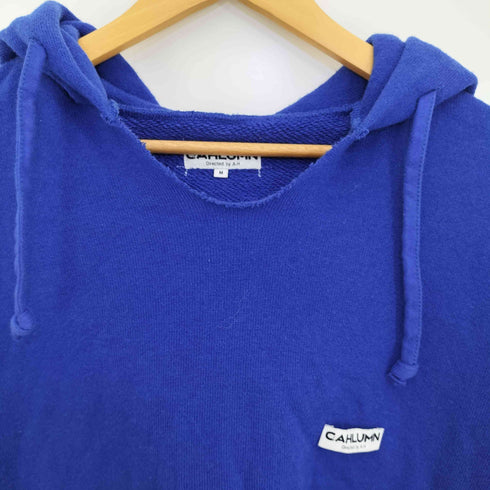 カウラム CAHLUMN ボックスロゴ 切りっぱなし ニット プルオーバーパーカー メンズ import:M