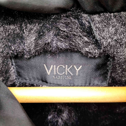 ビッキー VICKY 裏地フェイクファー スエード 切り替え ダウン コート レディース JPN:2