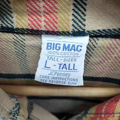ビッグマック BIG MAC チェック コットンネルシャツ メンズ L-TALL