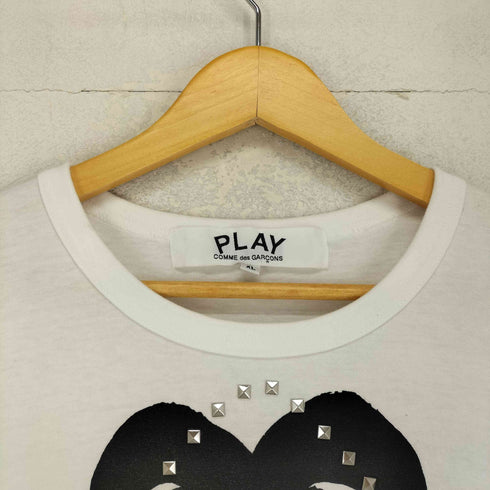 プレイコムデギャルソン PLAY COMME des GARCONS AS2024/7 24SS Unisex T-Shirt Printed Black Heart X Studs White メンズ XL