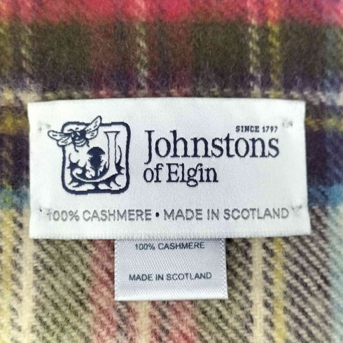 ジョンストンズオブエルガン johnstons of elgin スコットランド製 カシミヤ タータンチェック マフラー レディース