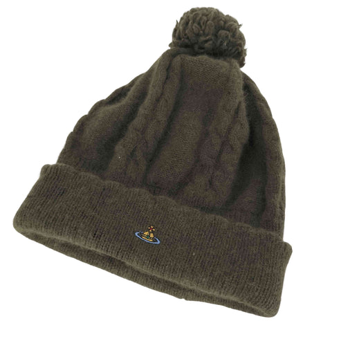 ヴィヴィアンウエストウッド Vivienne Westwood オーブロゴ刺繍 アンゴラウール ボンボン ビーニー レディース