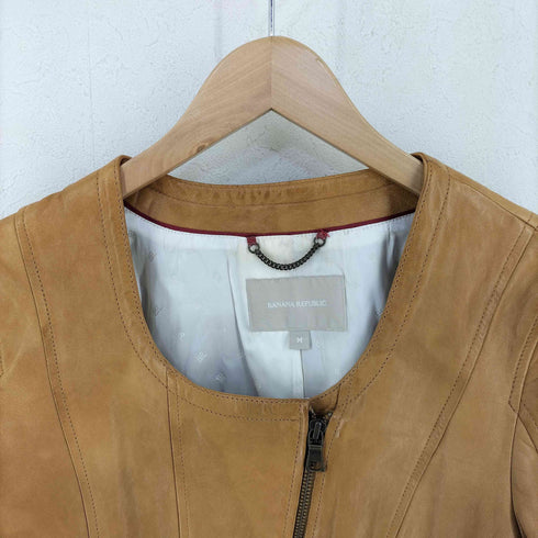 バナナリパブリック BANANA REPUBLIC SHEEP SKIN ノーカラーレザージャケット レディース import:M