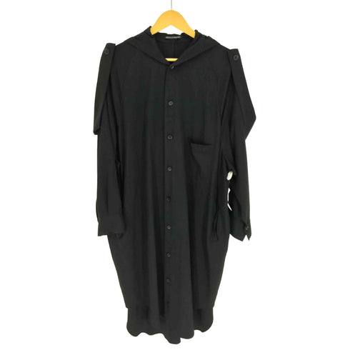 ヨウジヤマモト Yohji Yamamoto collections 25SS TA/PE CREPE DE CHINE HOODED DRESS クレープ デシン フード付 ドレス シャツ ワンピース レディース JPN:2
