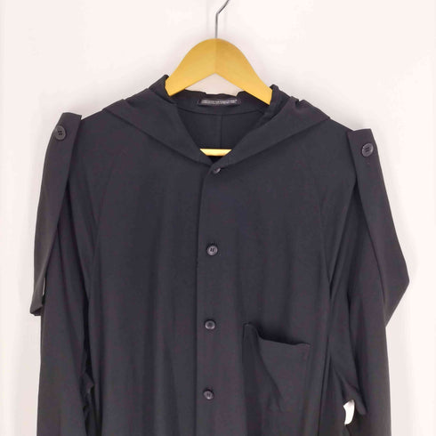 ヨウジヤマモト Yohji Yamamoto collections 25SS TA/PE CREPE DE CHINE HOODED DRESS クレープ デシン フード付 ドレス シャツ ワンピース レディース JPN:2