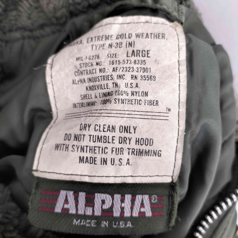 アルファ ALPHA USA製 N-3B フライトジャケット メンズ import:L