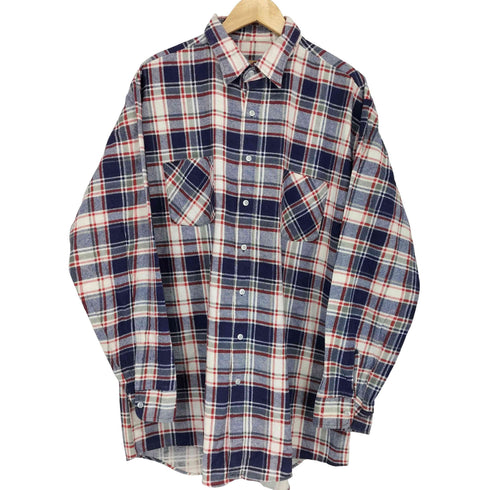 AMERICAN EDITION チェック柄プリントネルシャツ メンズ import:XL