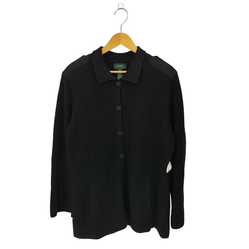 ローレンラルフローレン LAUREN RALPH LAUREN 90-00s 緑タグ エポーレット コットン リブニット カーディガン メンズ XL