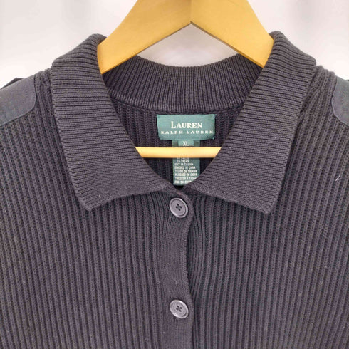 ローレンラルフローレン LAUREN RALPH LAUREN 90-00s 緑タグ エポーレット コットン リブニット カーディガン メンズ XL