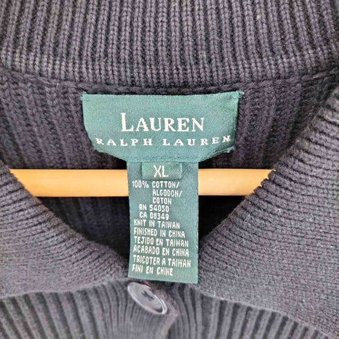 ローレンラルフローレン LAUREN RALPH LAUREN 90-00s 緑タグ エポーレット コットン リブニット カーディガン メンズ XL
