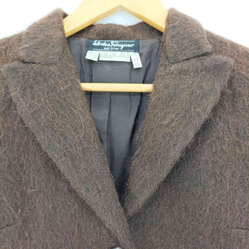 サルヴァトーレフェラガモ Salvatore Ferragamo イタリア製 レーヨン シャギーニット 3B テーラードジャケット レディース US:4