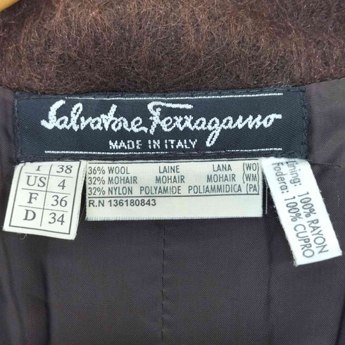 サルヴァトーレフェラガモ Salvatore Ferragamo イタリア製 レーヨン シャギーニット 3B テーラードジャケット レディース US:4