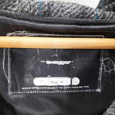 スワッガー SWAGGER 00S 03AW Harris Tweed PURE NEW WOOL スター スタッズ ジップアップ ウール パーカー ジャケット メンズ JPN:XL