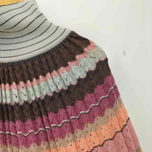 ミッソーニ MISSONI イタリア製 マルチカラーボーダー ウール タートルネック ニット レディース