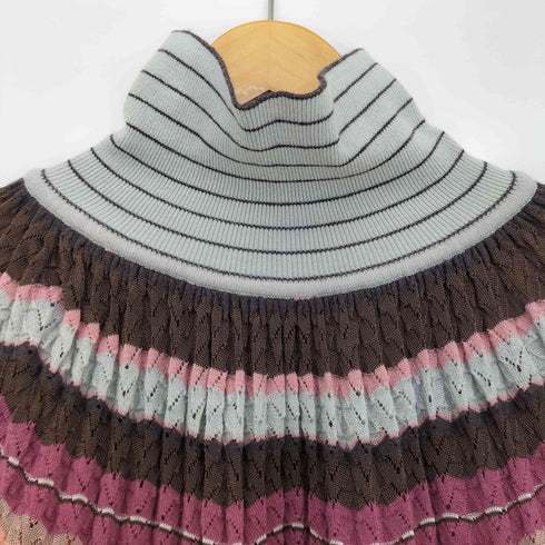 ミッソーニ MISSONI イタリア製 マルチカラーボーダー ウール タートルネック ニット レディース