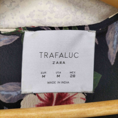 ザラ ZARA ボタニカル柄 フリンジロングベスト レディース import:M