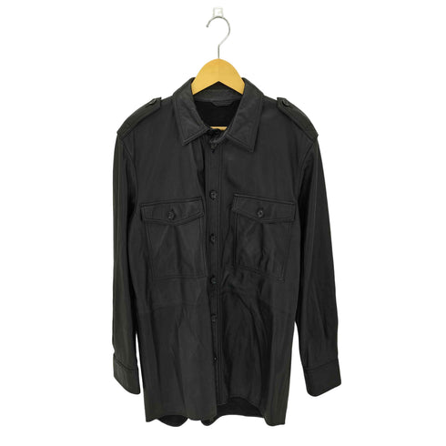 ザラ ZARA SRPLS MLTRY CMS PL 09 2ポケット ラムレザーシャツ メンズ import:M
