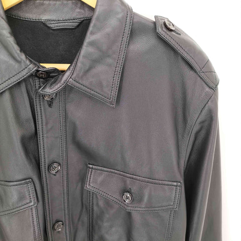 ザラ ZARA SRPLS MLTRY CMS PL 09 2ポケット ラムレザーシャツ メンズ import:M