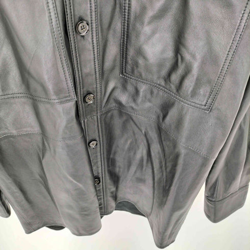 ザラ ZARA SRPLS MLTRY CMS PL 09 2ポケット ラムレザーシャツ メンズ import:M